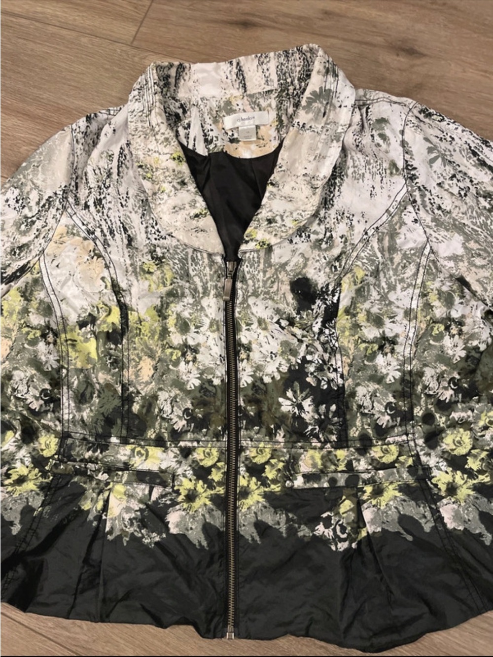 Christopher & Banks Floral Lined Zip WindBreaker Jacket 1X
